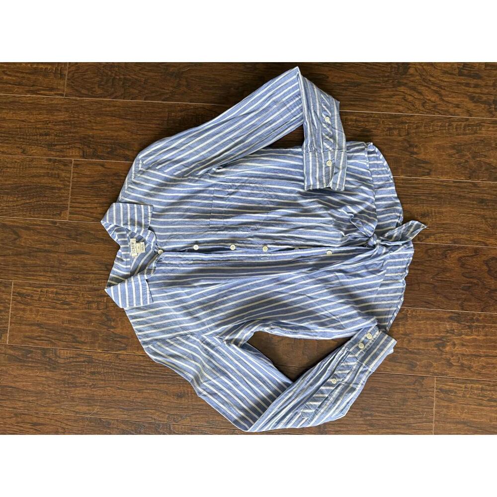 XS J.Crew Striped Button-Up Shirt with Tie